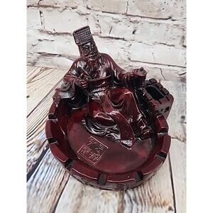 Faux Red Antique Resin Ashtray Figurine Feng Shui Home Decor Collectible Gift